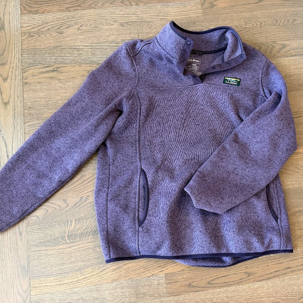 LL Bean sweater fleece jacket pullover womens L